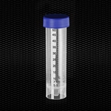 Vairāk informācijas par Sterila polipropilēna koniskā mēģene 30 x 115 mm 50 ml, zilu skrūvējamu korķi, iespiesta gradācijas rakstīšanas virsma un apmalota pamatne 100gb