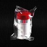 Show details for Transparent polypropylene faeces container 60 ml sterile with screw red cap individually wrapped 100pcs