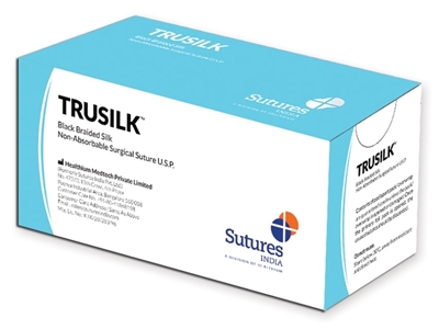 Picture of TRUSILK NON ABSORB. SUTURE gauge 2/0 circle 1/2 needle 19 mm - 75 cm - black, 12 pcs.