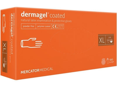 Picture of DERMAGEL LATEX GLOVES, POWDER FREE, EXTRA LARGE, 100 PCS.