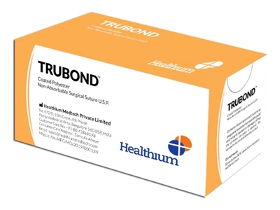 Picture of TRUBOND non absorbable sutures, gauge 5, circle 1/2, needle 55 mm, 100 cm, green, 12 pcs.