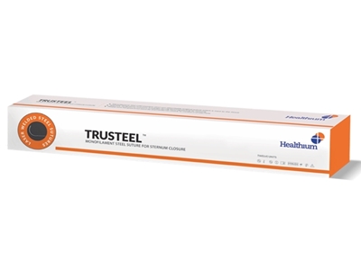 Picture of TRUSTEEL non absorbable sutures, gauge 2, circle 1/2, needle 40 mm, 45 cm, natural, 48 pcs.