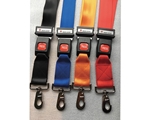 Show details for Set of 4 safety belts with hook, polyester 4 colors, end with hook, metal buckle