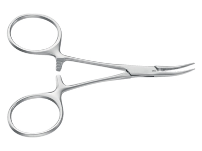 Picture of Aesculap hartmann mosquito hemostatic forceps, curved, 10 cm, bh105r